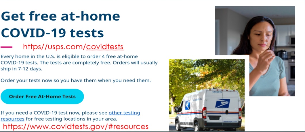 Visit https//usps.com/covidtests to get free at-home COVID19 tests