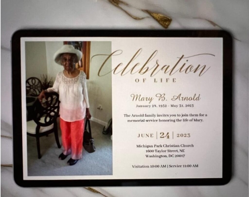 Celebration of Life: Mary Arnold. The Arnold Family invites you to join them for a memorial service honoring the life of Mary